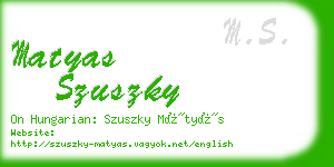 matyas szuszky business card